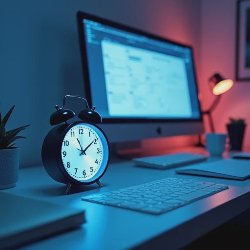 A conceptual shot of a digital clock and a weekly calendar on a clean desk, representing limited leisure time.